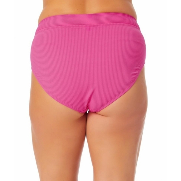 California Waves Trendy Plus Size Banded High-Waist Swim Bikini Bottoms - Picture 3 of 8